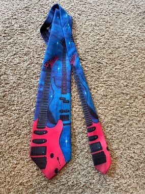Ralph Marlin Blue and Purple Guitar Novelty Tie